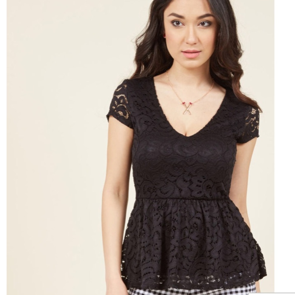 Lead With Love Lace Top in Black Peplum